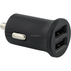 Handy Ladegeräte HyCell Carcharger USB 2.4A 2Port, Ladegerät (schwarz, 1000-0016)