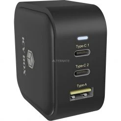 Notebook Netzteile ICY BOX IB-PS103-PD, Ladegerät (schwarz, Mit 3 Anschlüssen Und Power Delivery)