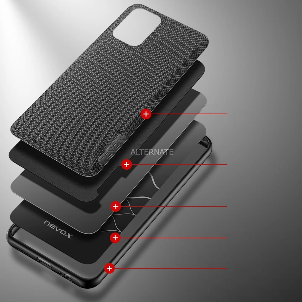Handy Hüllen Nevox StyleShell NYLO, Handyhülle (schwarz, Xiaomi Redmi Note 10/10S) – Bild 5