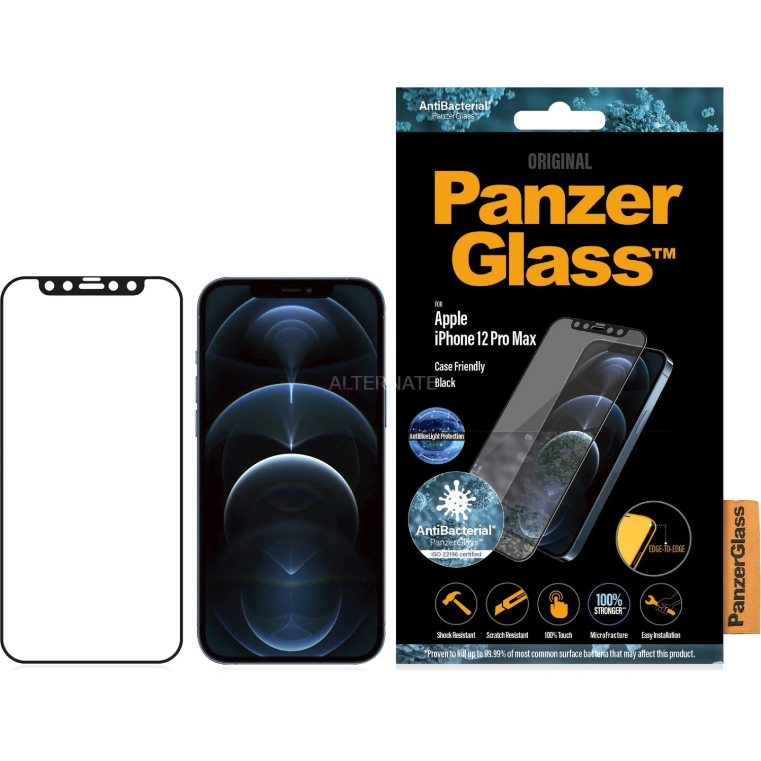Displayschutzfolien PanzerGlass Displayschutz Anti-Bluelight, Schutzfolie (transparent, IPhone 12 Pro Max) – Bild 3