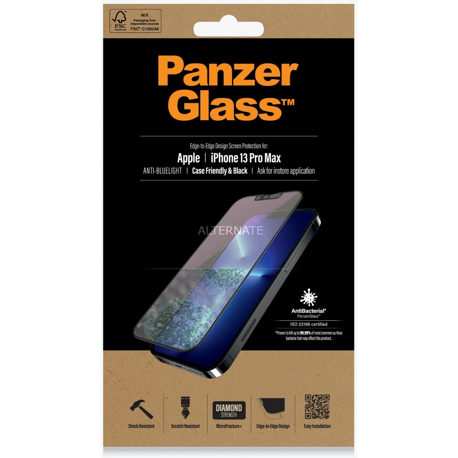 Displayschutzfolien PanzerGlass Displayschutz Anti-Bluelight, Schutzfolie (transparent, IPhone 13 Pro Max) – Bild 2
