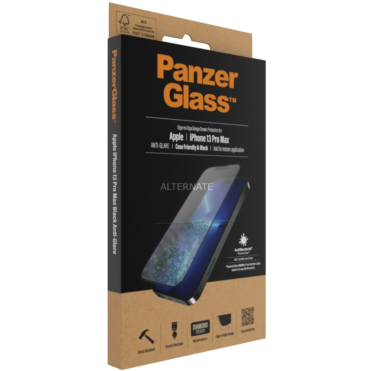 Displayschutzfolien PanzerGlass Displayschutz Anti-Glare, Schutzfolie (transparent, IPhone 13 Pro Max)