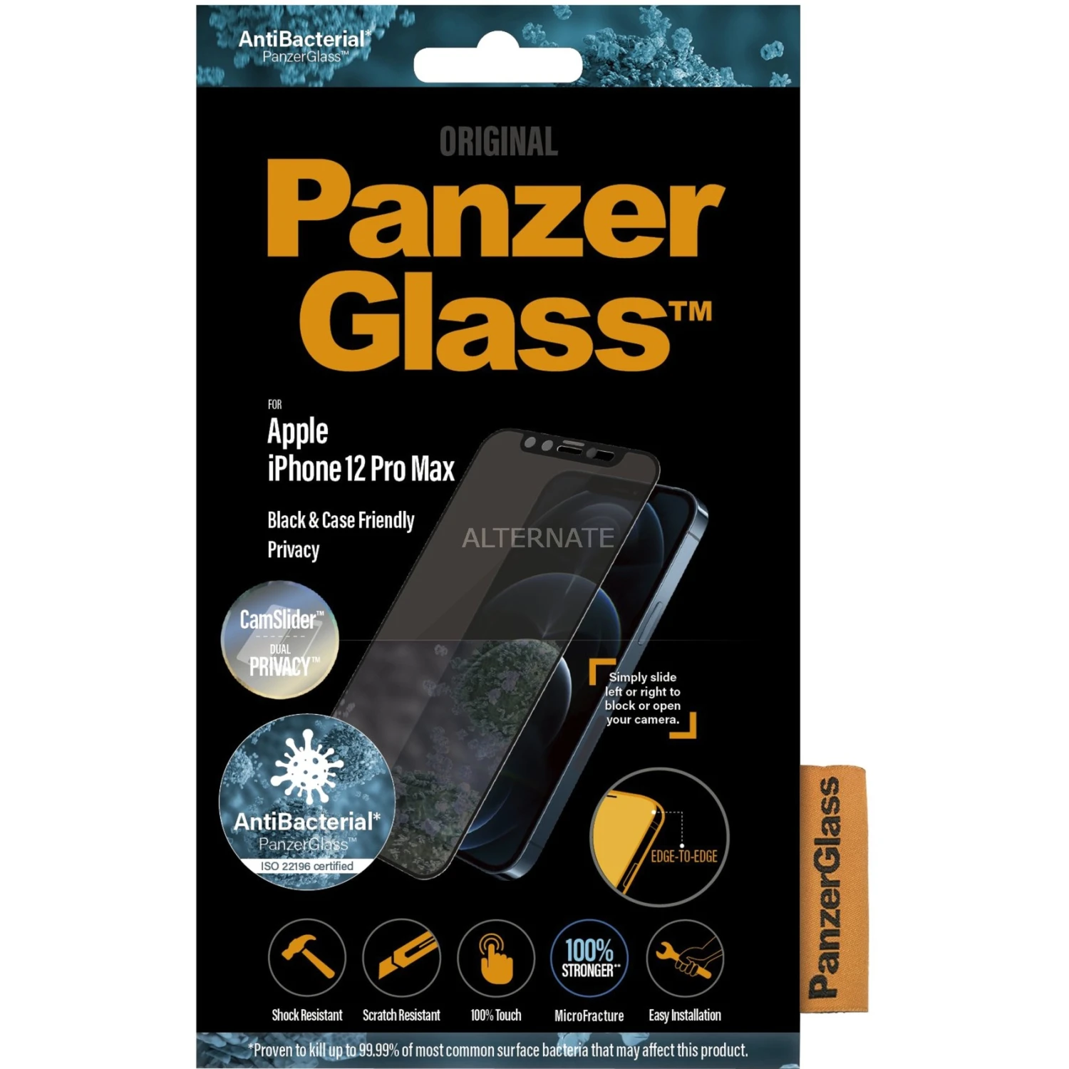 Displayschutzfolien PanzerGlass Displayschutz Dual-Privacy, Schutzfolie (schwarz, IPhone 12 Pro Max)