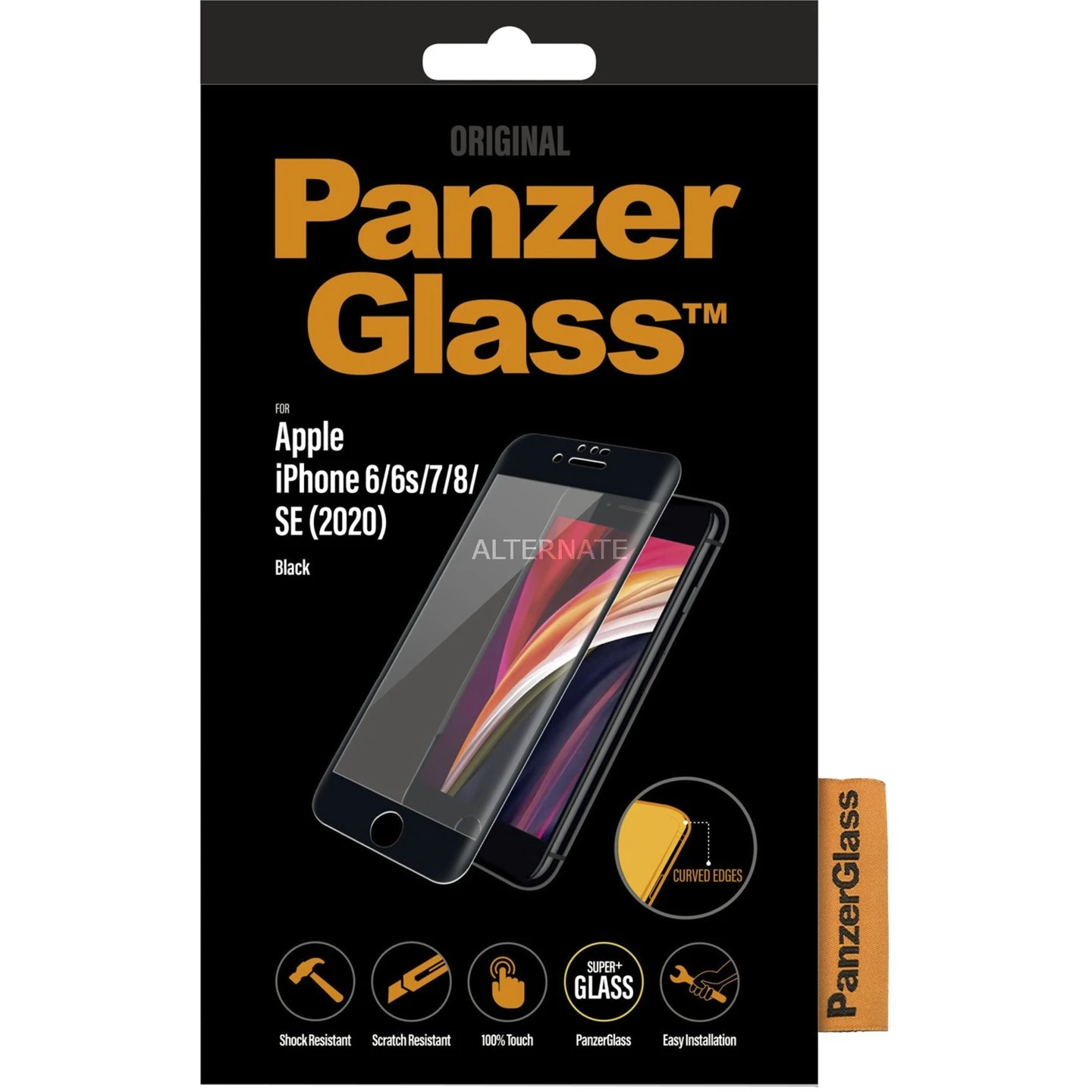 Displayschutzfolien PanzerGlass Displayschutz, Schutzfolie (transparent/schwarz, IPhone SE (2.Generation), IPhone 8/7, IPhone 6S/6)
