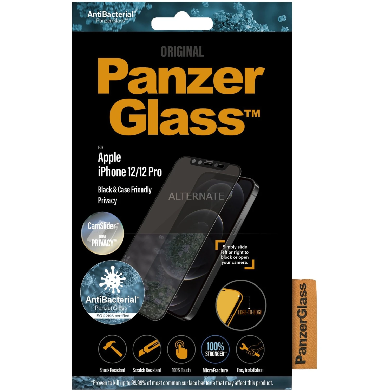 Displayschutzfolien PanzerGlass Dual Privacy Displayschutz, Schutzfolie (transparent/schwarz, IPhone 12 | 12 Pro)