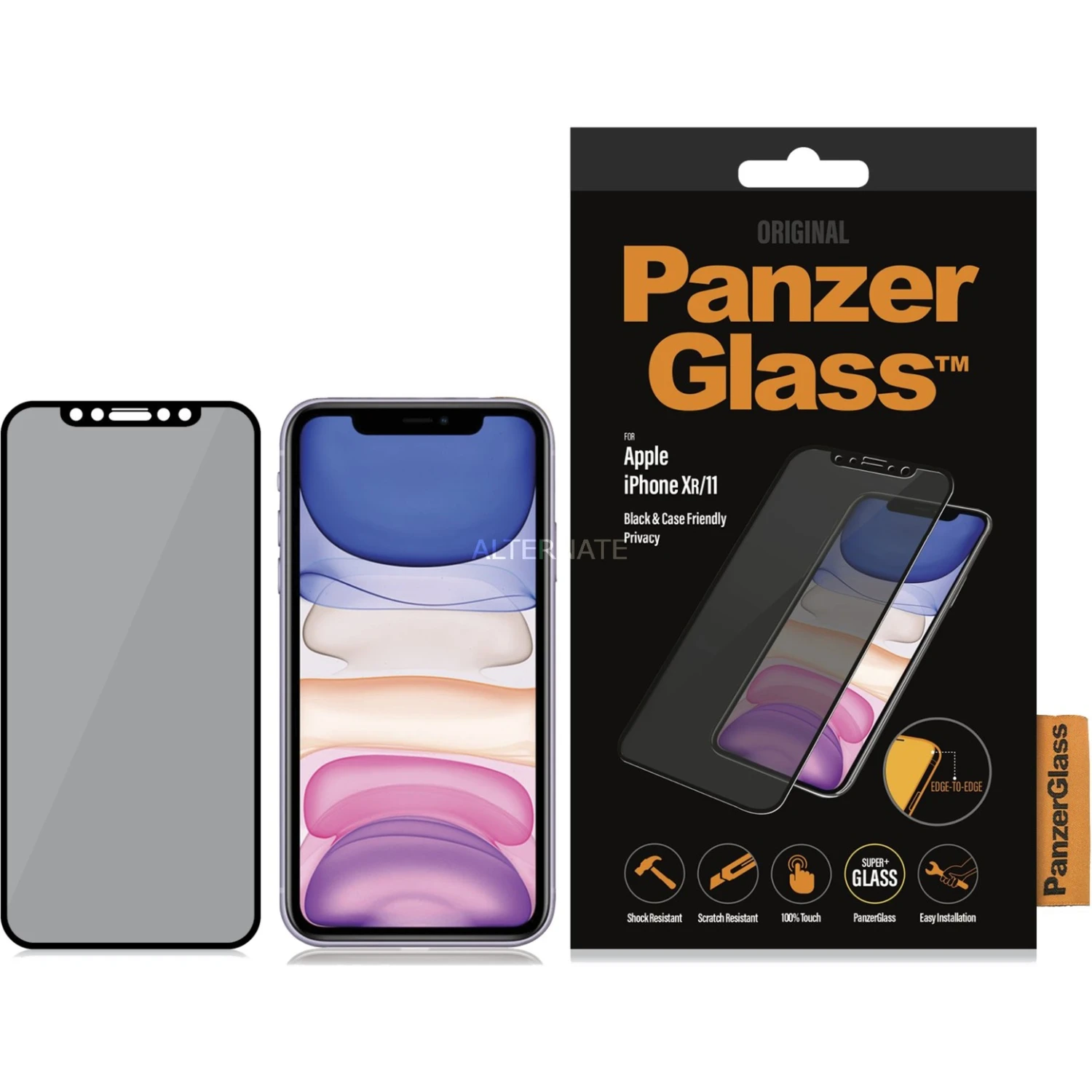 Displayschutzfolien PanzerGlass Pivacy Filter, Schutzfolie (schwarz, IPhone 11, IPhone XR) – Bild 3