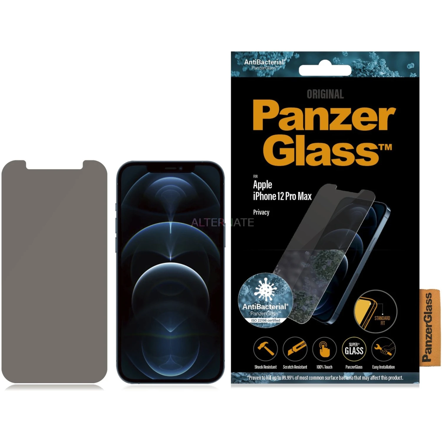 Displayschutzfolien PanzerGlass Privacy, Schutzfolie (schwarz, IPhone 12 Pro Max) – Bild 3