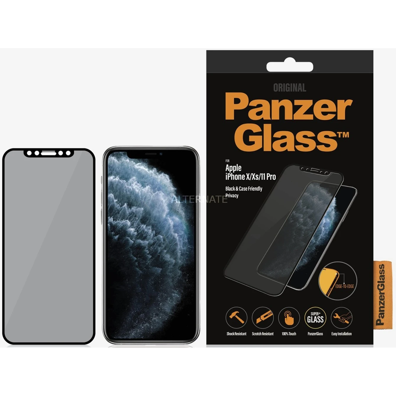 Displayschutzfolien PanzerGlass Privacy, Schutzfolie (transparent/schwarz, IPhone X / Xs / 11 Pro) – Bild 3