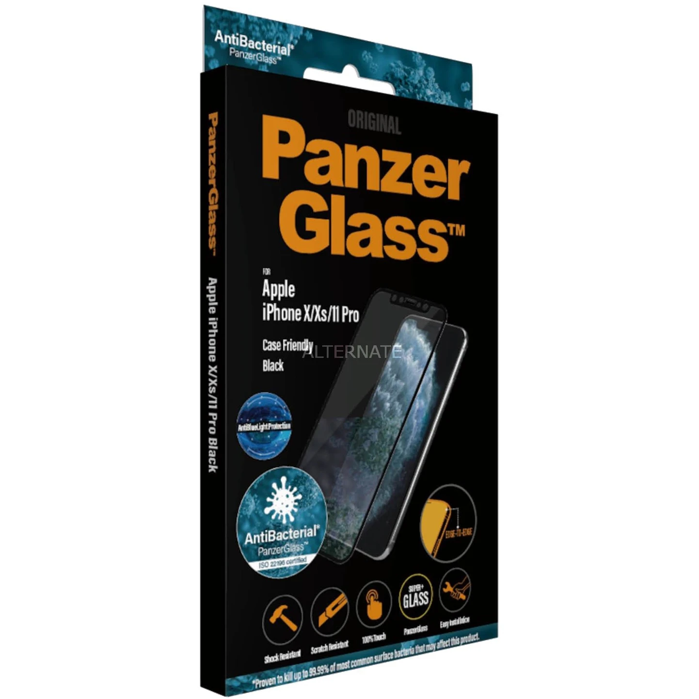 Displayschutzfolien PanzerGlass Privacy, Schutzfolie (transparent/schwarz, IPhone X/Xs/11 Pro)