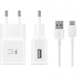 Handy Ladegeräte SAMSUNG Schnellladegerät EP-TA20E (weiß, USB A Zu Type-C Kabel, 15 W)