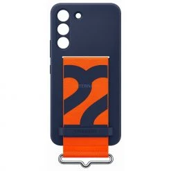 Handy Hüllen SAMSUNG Silicone Cover With Strap, Handyhülle (blau/orange, Samsung Galaxy S22)