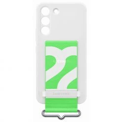 Handy Hüllen SAMSUNG Silicone Cover With Strap, Handyhülle (weiß/grün, Samsung Galaxy S22)