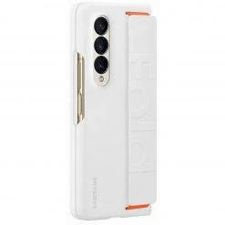 Handy Hüllen SAMSUNG Silicone Grip Cover, Handyhülle (weiß/orange, Samsung Galaxy Z Fold4)