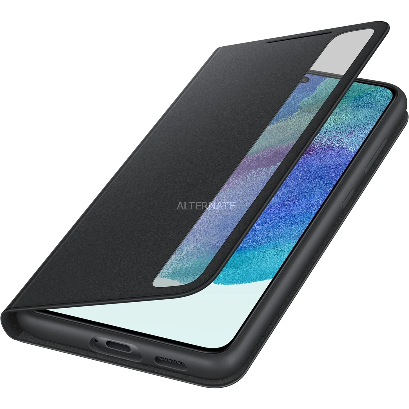 Handy Hüllen SAMSUNG Smart Clear View Cover, Handyhülle (schwarz, Samsung Galaxy S21 FE) – Bild 5