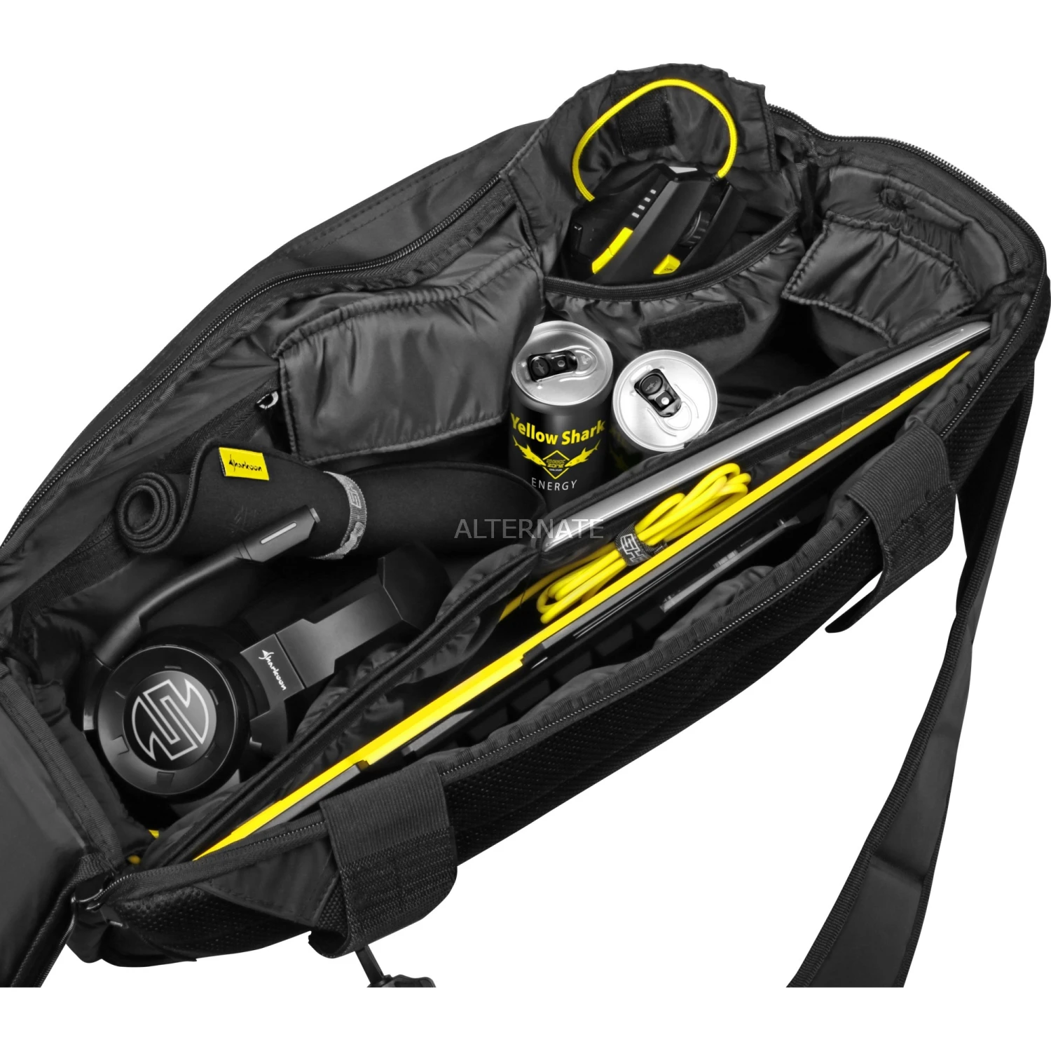 Handy Hüllen Sharkoon SHARK ZONE GB15 Gaming Bag, Tasche (schwarz/gelb) – Bild 5