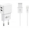 Handy Ladegeräte Goobay Apple Lightning Dual Ladeset 2,4 A, Ladegerät (weiß)