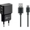 Handy Ladegeräte Goobay USB-C Dual Ladeset 2,4 A, Ladegerät (schwarz)