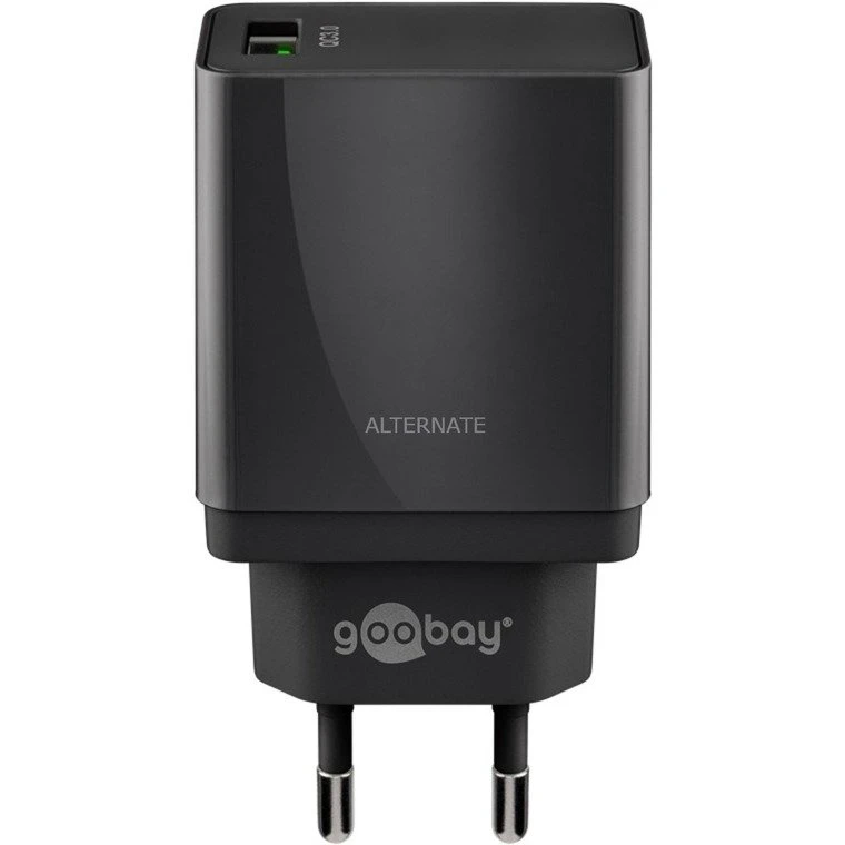Handy Ladegeräte Goobay USB Schnellladegerät QC3.0 (18W) Schwarz (schwarz, Quick Charge (QC3.0))