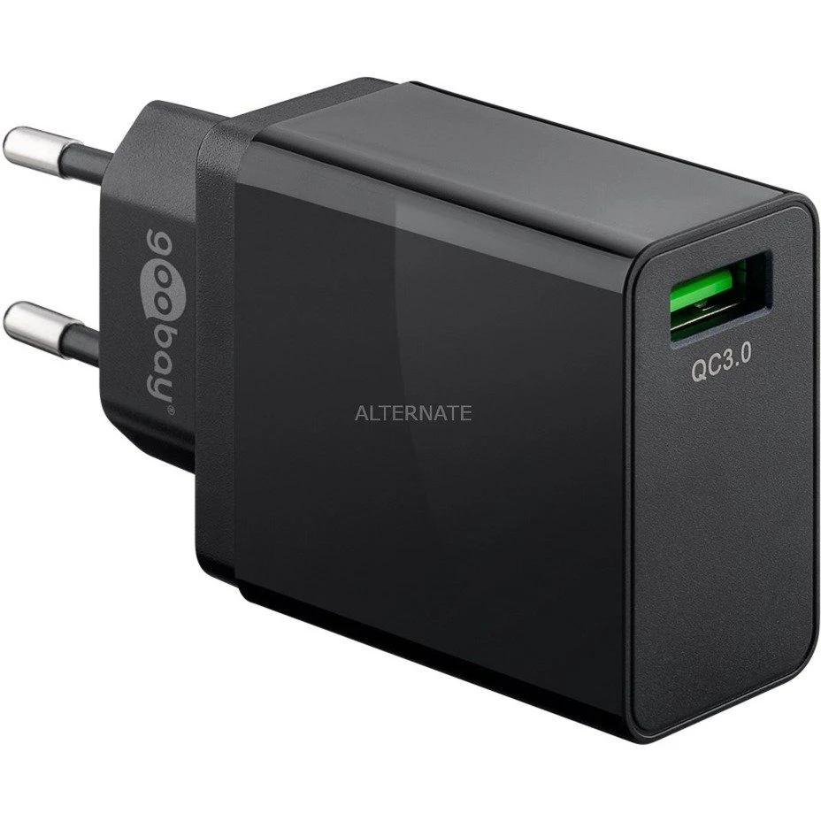 Handy Ladegeräte Goobay USB Schnellladegerät QC3.0 (18W) Schwarz (schwarz, Quick Charge (QC3.0)) – Bild 2