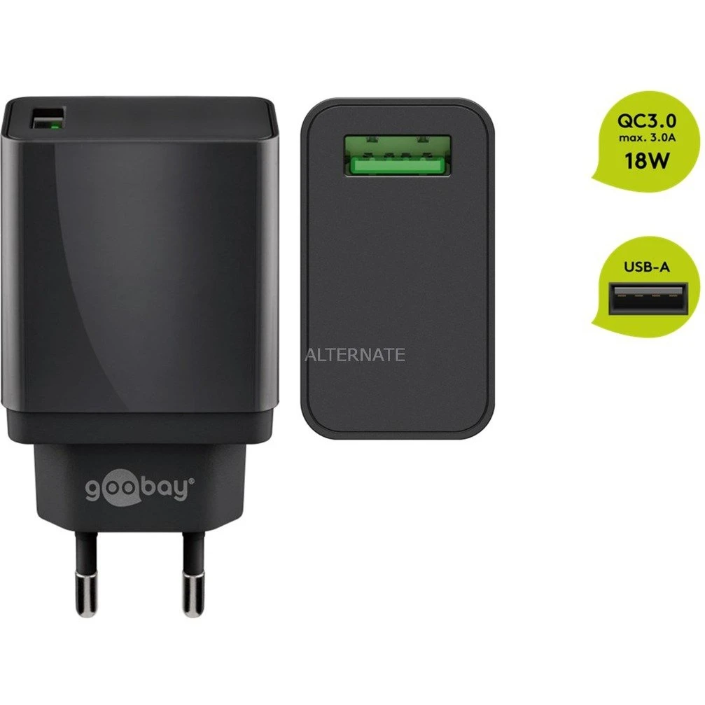 Handy Ladegeräte Goobay USB Schnellladegerät QC3.0 (18W) Schwarz (schwarz, Quick Charge (QC3.0)) – Bild 4
